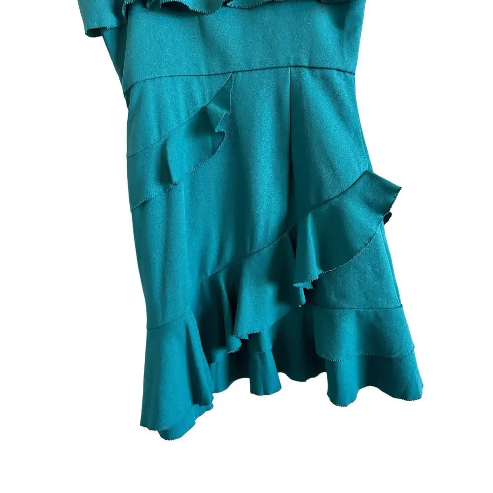 Morgan Claire Women's Small Blue Sleeveless Ruffle Zip Up Mini Dress